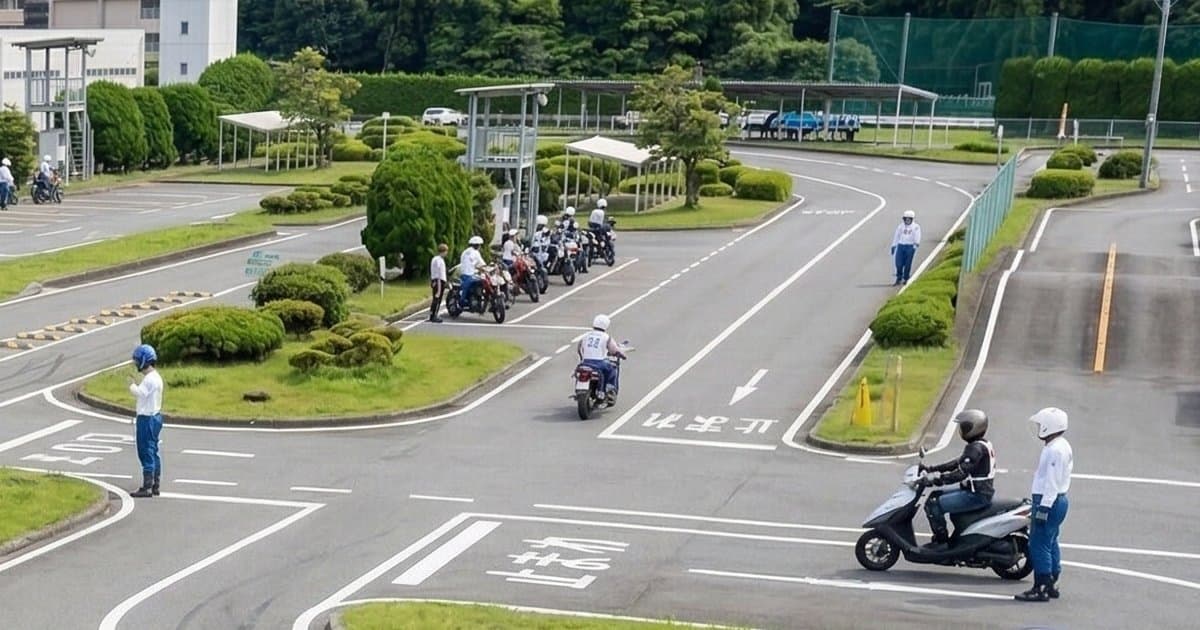自動車学校の二輪専用コース