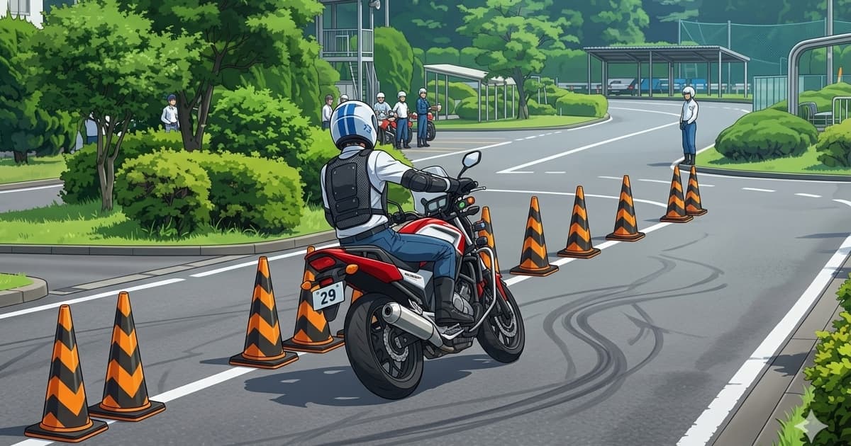二輪免許で教官による指導走行