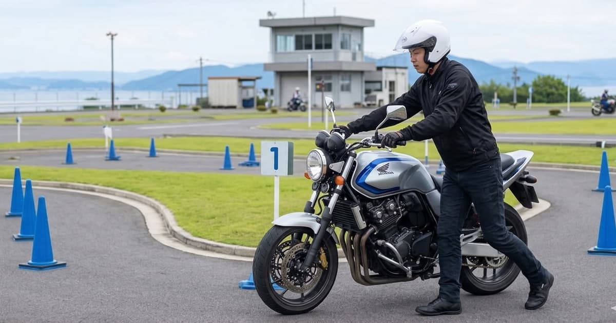 二輪教習｜バイクを押して歩く「取り回し」