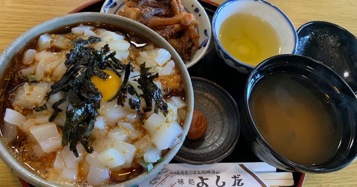 絶品！ドライブインよしだのイカ丼セット