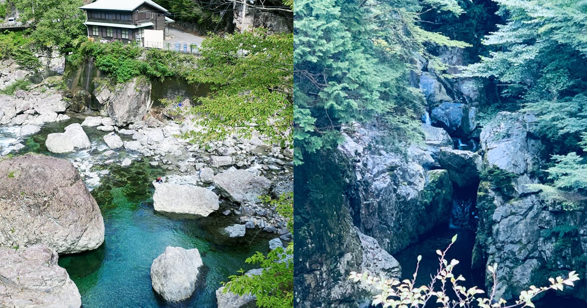 日が差し込むと違う表情を見せてくれるみたらい渓谷