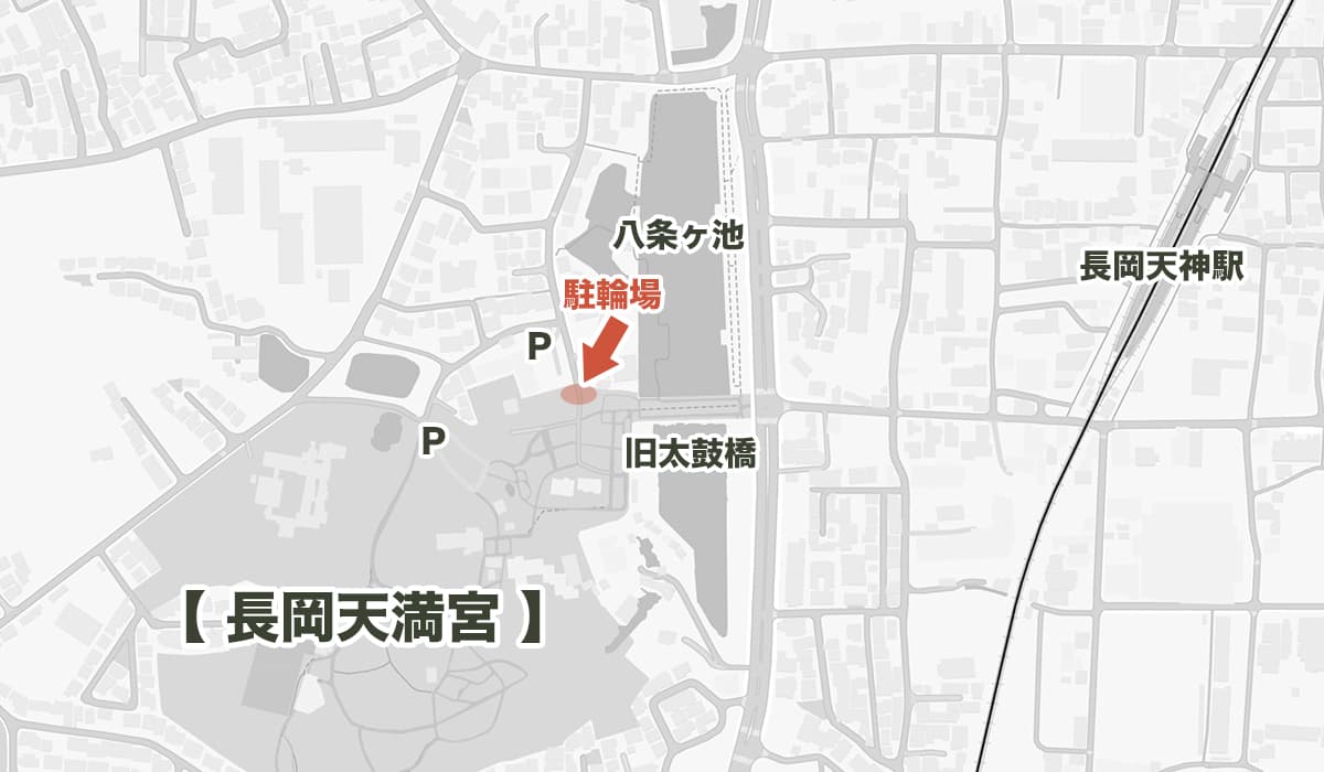 長岡天満宮のバイク駐輪場